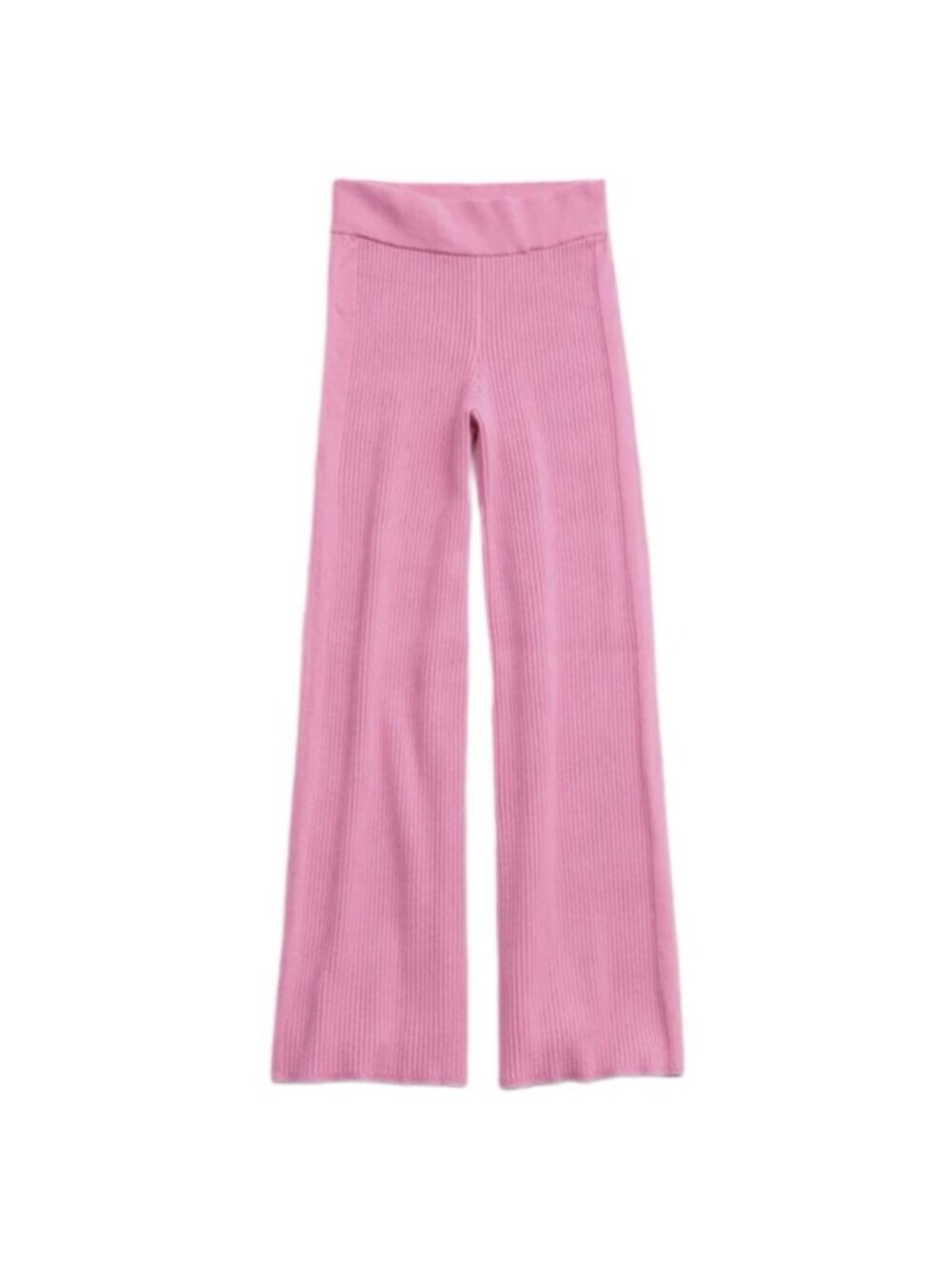 Aerie Women’s XS Gotta Jet High Rise Waisted Wide Leg Ribbed Pink Sweater Pants